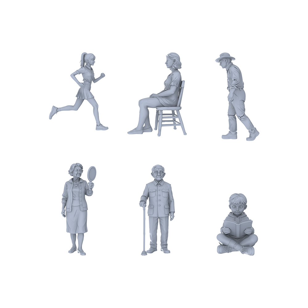 Yao's Studio LYTR095 Modern Family Daily Scene Resin Miniature Model 6-Figure Set - All-Age Family Members Unpainted DIY Model Painting Family Scene Decor 1set 3D Printed Resin Model Kit by SSMODEL