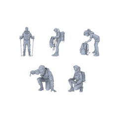Yao's Studio LYTR114 Outdoor Hiking & Exploration Scene Resin Miniature Model 5-Figure Set - Hikers Unpainted DIY Model Painting Exploration Scene Decor 1set 3D Printed Resin Model Kit by SSMODEL