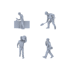Yao's Studio LYTR116 Construction Site Scene Resin Miniature Model 4-Figure Set - Construction Workers Unpainted DIY Model Painting Construction Scene Decor 1set 3D Printed Resin Model Kit by SSMODEL