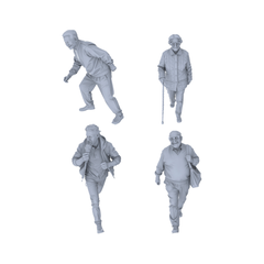 Yao's Studio LYTR155 Elderly Daily Life Resin Miniature Model 4-Figure Set, Unpainted Senior Citizen Figures, DIY Painting Street Scene Decoration Miniatures Diorama Resin Figures 3D Printed Resin Model Kit by SSMODEL