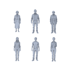 Yao's Studio LYTR254 6-Piece Unpainted Miniature Daily People Figurines Perfect for Street Scene & Sand Table Miniatures Diorama Resin Figures 3D Printed Resin Model Kit by SSMODEL
