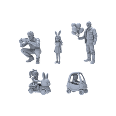 Yao's Studio LYTR042 Parent-Child Amusement Scene Resin Miniature Model 5-Figure Set - Parent-Child Outing Figures Unpainted DIY Model Painting Parent-Child Scene Decor 1set 3D Printed Resin Model Kit by SSMODEL