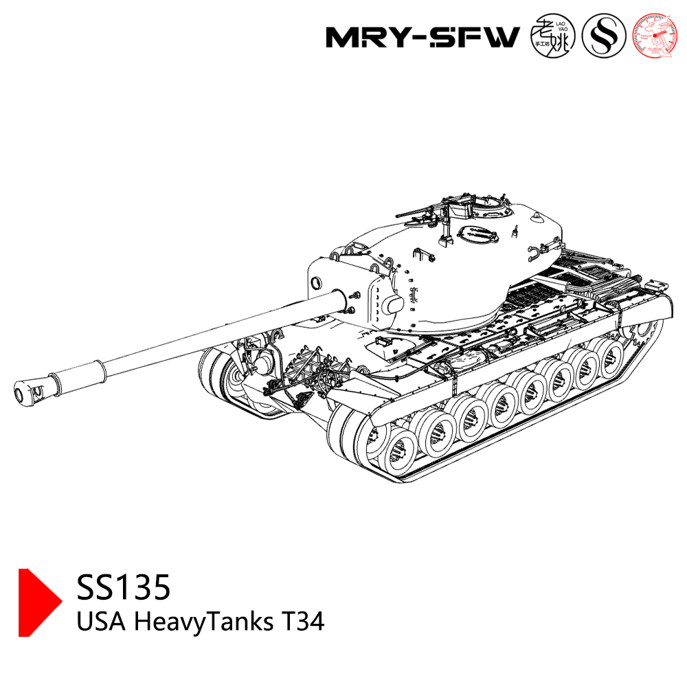 SSMODEL SS135 Military Model USA HeavyTanks T34 3D Printed Resin Model Kit by SSMODEL