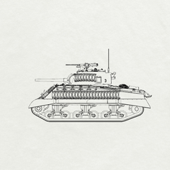 Detail view of MRY-SFW SS143 US Army Sherman M4A2 Medium Tank Model