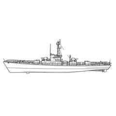 Detail view of SSC176S Military Model CNS Hainan Class Submarine Chaser Full Hull Model
