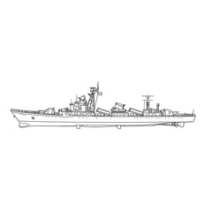 Detail view of SSC178 Military Model CNS Jianghu II Class Frigate Water Line Model