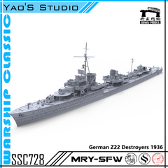 SSMODEL 728 Military Model Kit German Z22 Destroyers 1936(Bottomless Version)