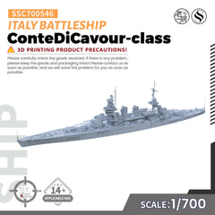 SSMODEL 546 Military Warship Model Kit Italy ConteDiCavour-class Battleship