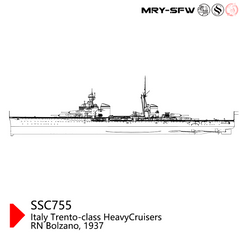 SSMODEL 755 Military Model Kit Italy Trento-Class Heavy Cruisers RN Bolzano, 1937 Water Line
