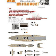 Hunter W35046 1/350 Wood Deck BATTESHIP HMS DREADNOUGHT FOR TRUMPETER 05328