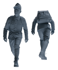 Detail view of MRY-SFW LYGR639 WWII Japanese Army Five-Person Carrying Group Model