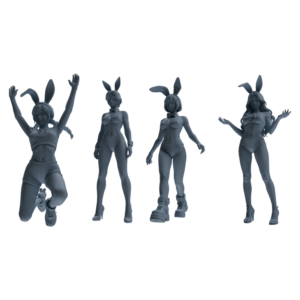 MRY-SFW LYTR888 Trendy Bunny Girl Modern Model 4 pcs 3D Printed Resin Model Kit by SSMODEL