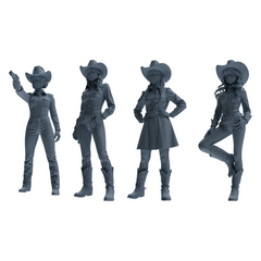 MRY-SFW LYTR892 Multi-style Cowgirl Modern Model 4 pcs 3D Printed Resin Model Kit by SSMODEL