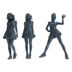 MRY-SFW LYTR852 Casual Girl Figure Modern Model 3 pcs Miniature Car Diorama Figures Scene Props Accessories Resin 3D Printed Resin Model Kit by SSMODEL
