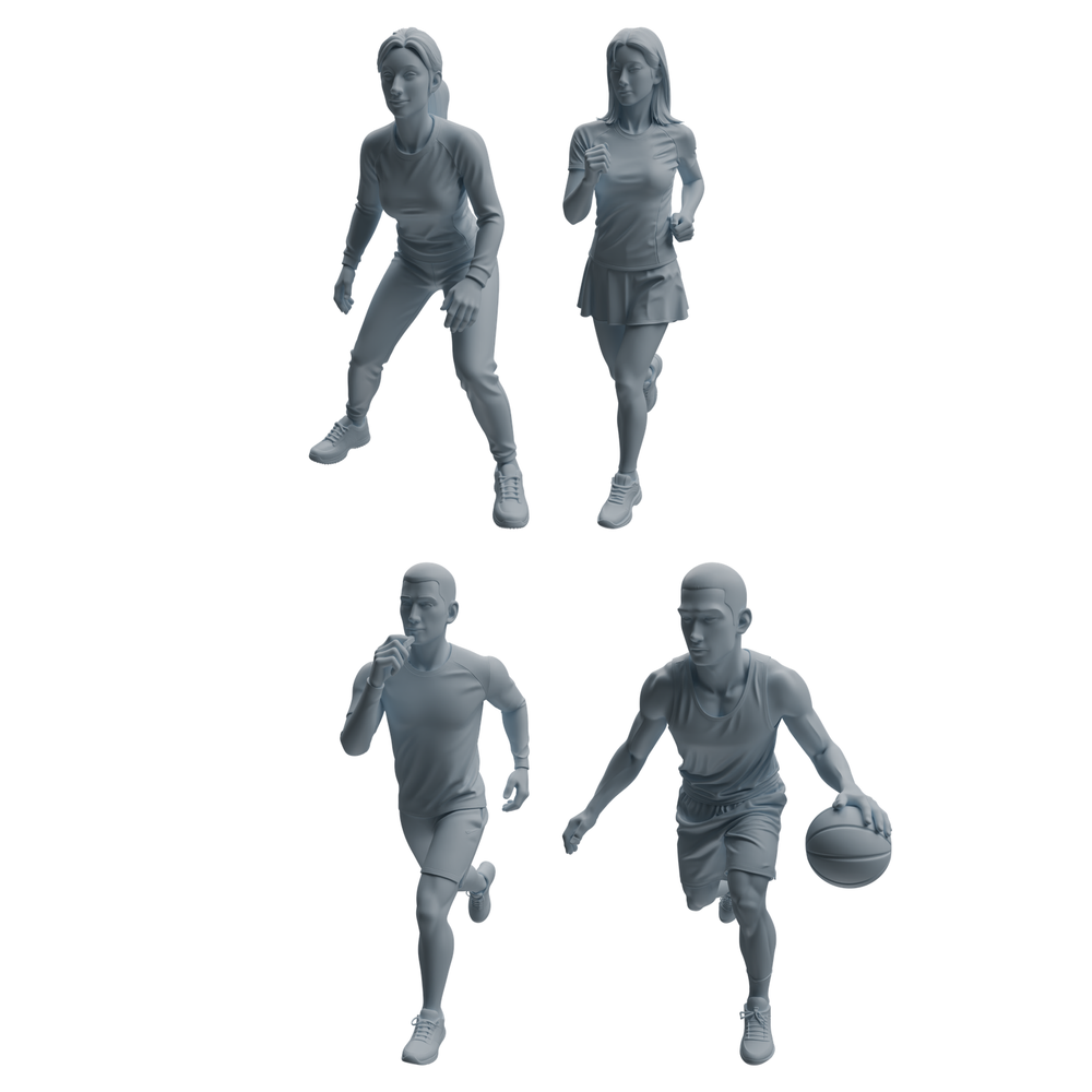 MRY-SFW LYTR969 Ball-Sports PE Teacher Character Modern Model 4 pcs 3D Printed Resin Model Kit by SSMODEL
