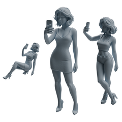 MRY-SFW LYTR943 Short Hair Selfie Woman Character Modern Model 3 pcs 3D Printed Resin Model Kit by SSMODEL
