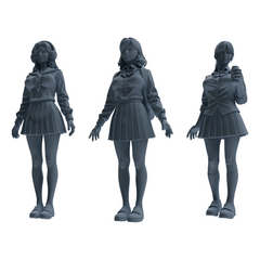 MRY-SFW LYTR874 College Style Uniform Girl Modern Model 3 pcs 3D Printed Resin Model Kit by SSMODEL