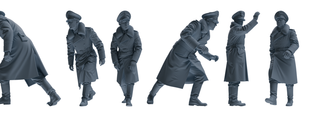 MRY-SFW LYGR713 WWII German Army Officer War Scene Six-Person Advancing Group 3D Printed Resin Model Kit by SSMODEL
