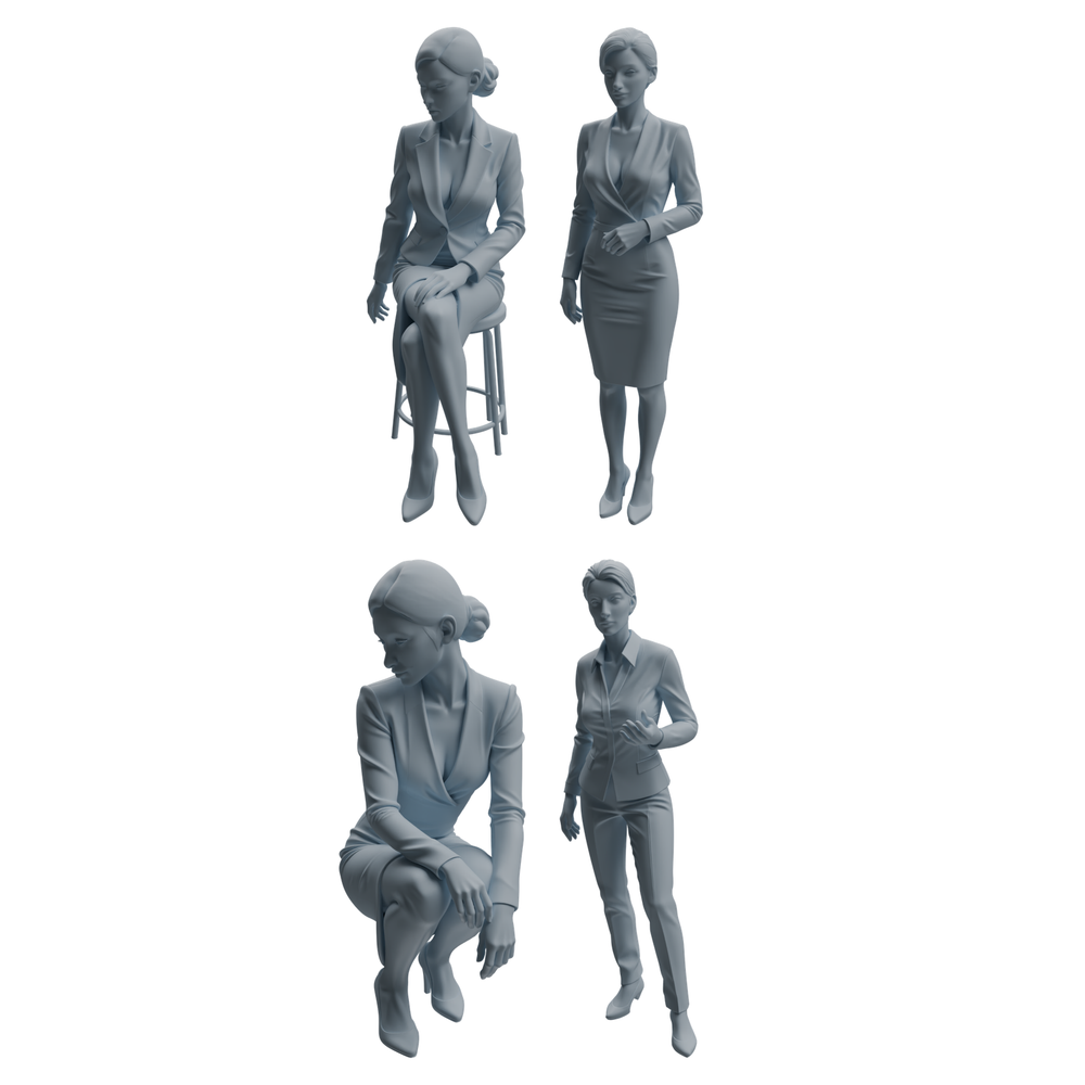 MRY-SFW LYTR973 Business Workplace Woman Character Modern Model 4 pcs 3D Printed Resin Model Kit by SSMODEL