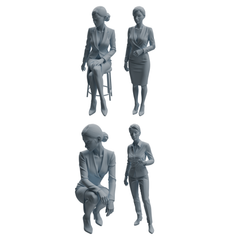 MRY-SFW LYTR973 Business Workplace Woman Character Modern Model 4 pcs 3D Printed Resin Model Kit by SSMODEL