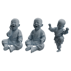 MRY-SFW LYTR1071 Little Monk with Expressions and Actions Character Modern Model 3 pcs 3D Printed Resin Model Kit by SSMODEL