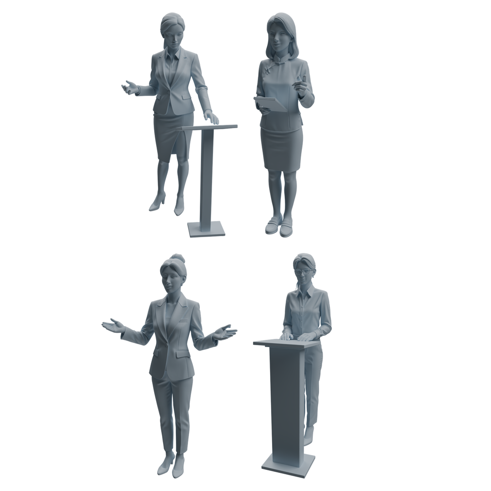 MRY-SFW LYTR961 Podium Teaching Teacher Character Modern Model 4 pcs 3D Printed Resin Model Kit by SSMODEL