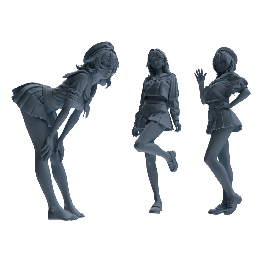 MRY-SFW LYTR886 Fresh Japanese Girl Modern Model 3 pcs 3D Printed Resin Model Kit by SSMODEL