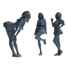 MRY-SFW LYTR886 Fresh Japanese Girl Modern Model 3 pcs 3D Printed Resin Model Kit by SSMODEL