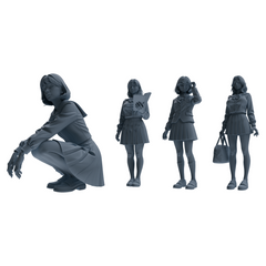 MRY-SFW LYTR848 JK Uniform School Girl Figure Modern Model 4 pcs Miniature Car Diorama Figures Scene Props Accessories Resin 3D Printed Resin Model Kit by SSMODEL