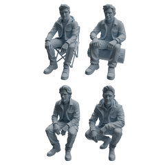 MRY-SFW LYTR1012 Outdoor Casual Sitting Male Character Modern Model 4 pcs 3D Printed Resin Model Kit by SSMODEL