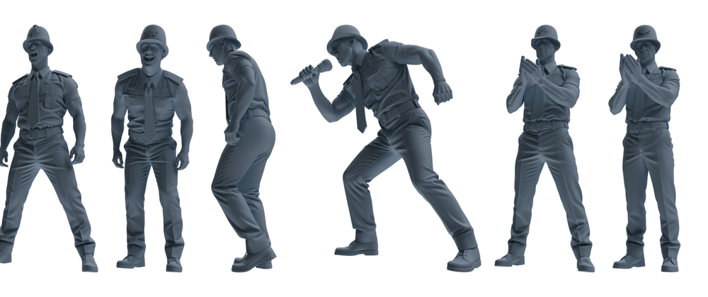 MRY-SFW LYGR801 Modern British Police Six-Person Singing Group 3D Printed Resin Model Kit by SSMODEL