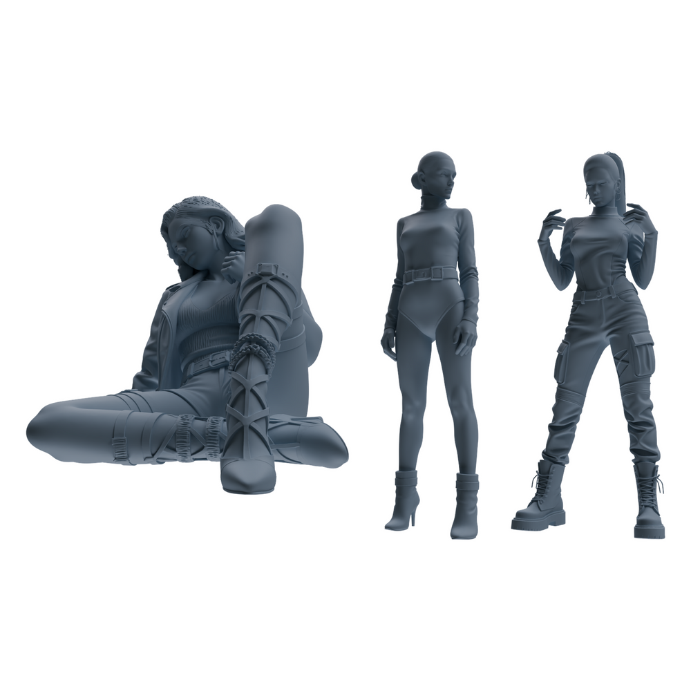 MRY-SFW LYTR897 Streetwear Style Woman Modern Model 3 pcs 3D Printed Resin Model Kit by SSMODEL