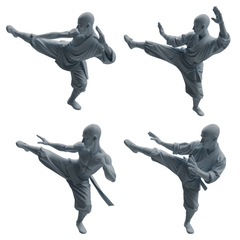 MRY-SFW LYTR1074 Kung Fu Kicking Monk Character Modern Model 4 pcs 3D Printed Resin Model Kit by SSMODEL