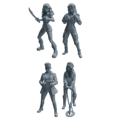 MRY-SFW LYTR1094 Modern Female Pirate Character Modern Model 4 pcs 3D Printed Resin Model Kit by SSMODEL