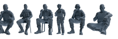MRY-SFW SSTR028 Miniatures Soldier Model Kit 1993 Mogadishu Black Hawk Helicopter Soldier Eating Six-Person Group