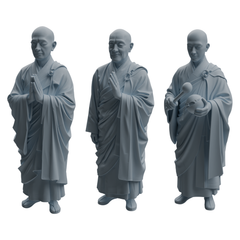 MRY-SFW LYTR1082 Monk with Ritual Tools Character Modern Model 3 pcs 3D Printed Resin Model Kit by SSMODEL