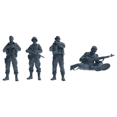MRY-SFW SSTR209 Miniatures Soldier Model Kit WWII Gas Mask Soldier Pose Modern Model 4 pcs
