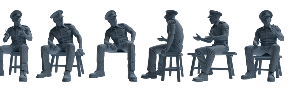 MRY-SFW LYGR768 Modern Hong Kong Police Six-Person Discussion Group 3D Printed Resin Model Kit by SSMODEL