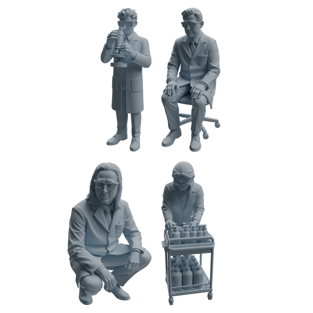 MRY-SFW LYTR966 Lab-Operation Research Teacher Character Modern Model 4 pcs 3D Printed Resin Model Kit by SSMODEL