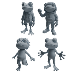 MRY-SFW LYTR1052 Cartoon Frog Animal Modern Model 4 pcs 3D Printed Resin Model Kit by SSMODEL