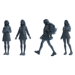 MRY-SFW LYTR850 Blazer JK Uniform School Girl Figure Modern Model 4 pcs Miniature Car Diorama Figures Scene Props Accessories Resin 3D Printed Resin Model Kit by SSMODEL