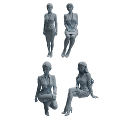 MRY-SFW LYTR975 Business-Suit Office Woman Character Modern Model 4 pcs 3D Printed Resin Model Kit by SSMODEL