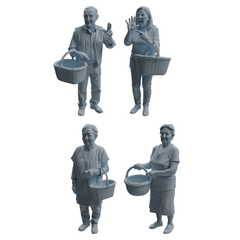 MRY-SFW LYTR995 Market Elderly Shopper Character Modern Model 4 pcs 3D Printed Resin Model Kit by SSMODEL