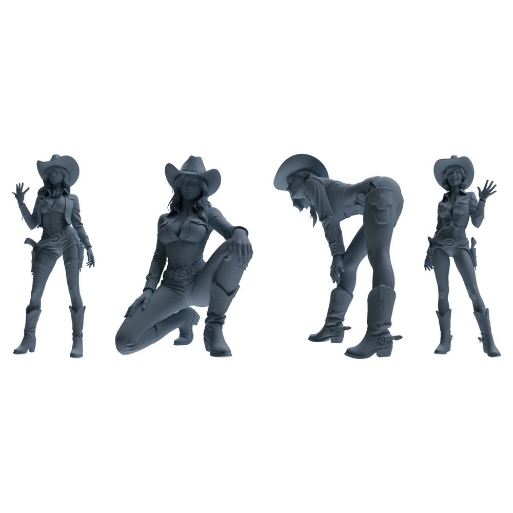 MRY-SFW LYTR891 Western Cowgirl Modern Model 4 pcs 3D Printed Resin Model Kit by SSMODEL