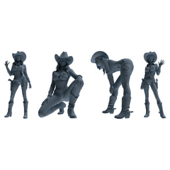 MRY-SFW LYTR891 Western Cowgirl Modern Model 4 pcs 3D Printed Resin Model Kit by SSMODEL