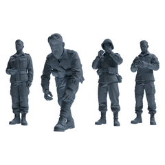 MRY-SFW SSTR210 Miniatures Soldier Model Kit WWII Soldier Organizing Gear Pose Modern Model 4 pcs