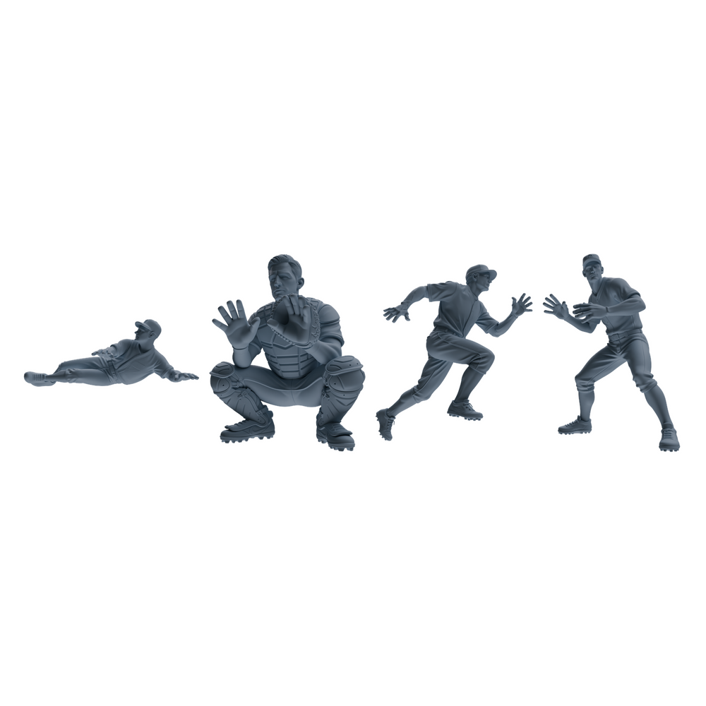 MRY-SFW LYTR802 Baseball Player Figure Modern Model 4 pcs Miniature Car Diorama Figures Scene Props Accessories Resin 3D Printed Resin Model Kit by SSMODEL