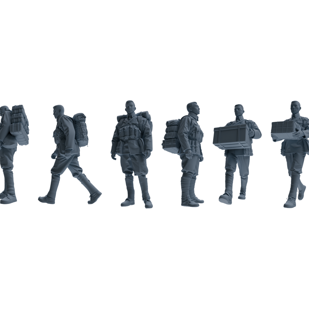MRY-SFW LYGR605 Historical People's Liberation Army Six-Person Carrying Group 3D Printed Resin Model Kit by SSMODEL