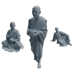 MRY-SFW LYTR1080 Zen-style Monk Character Modern Model 3 pcs 3D Printed Resin Model Kit by SSMODEL