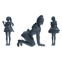 MRY-SFW LYTR877 Multi-pose Maid Girl Figure Modern Model 3 pcs 3D Printed Resin Model Kit by SSMODEL